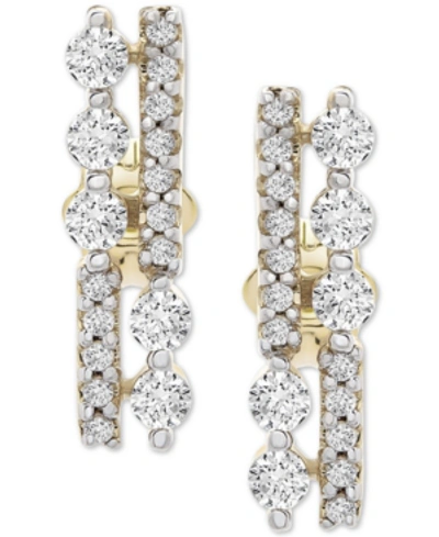 Wrapped Diamond Bar Stud Earrings (1/3 Ct. T.w.) In 14k Gold, Created For Macy's In Yellow Gold