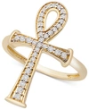 WRAPPED DIAMOND ANKH RING (1/4 CT. T.W.) IN 14K GOLD, CREATED FOR MACY'S