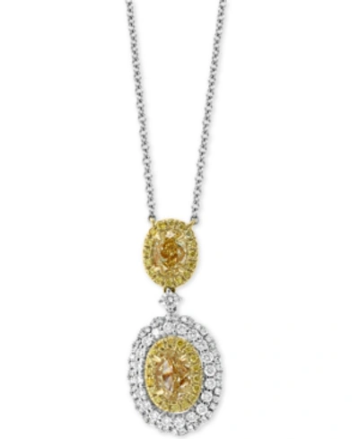 Effy Collection Effy Hematian Diamond Double Oval Halo 18" Pendant Necklace (2-1/4 Ct. T.w.) In 18k Gold & White Gol In Yellow/white Gold