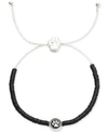 Pet Friends Jewelry Silver-tone Paw Charm Black Bead Slider Bracelet In Black