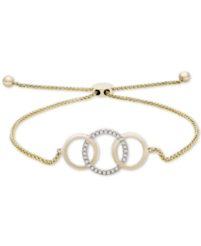 Wrapped Diamond Triple Ring Bolo Bracelet (1/10 Ct. T.w.) In 14k Gold, Created For Macy's In Yellow Gold