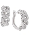 WRAPPED IN LOVE DIAMOND CHAIN LINK DETAIL SMALL HOOP EARRINGS (1 CT. T.W.) IN STERLING SILVER, .79", CREATED FOR MAC