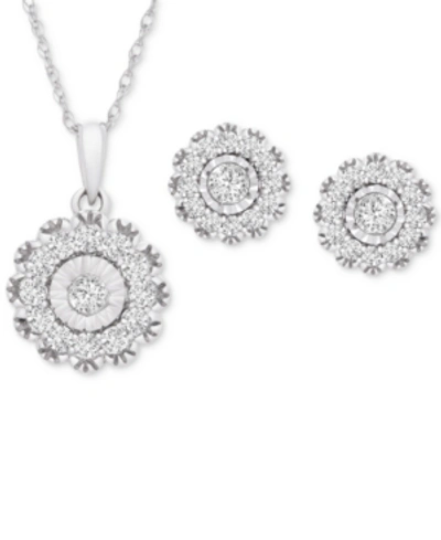 Wrapped In Love 2-pc. Set Diamond Pendant Necklace & Matching Stud Earrings (1 Ct. T.w.) In 14k White Gold Or 14k Ye