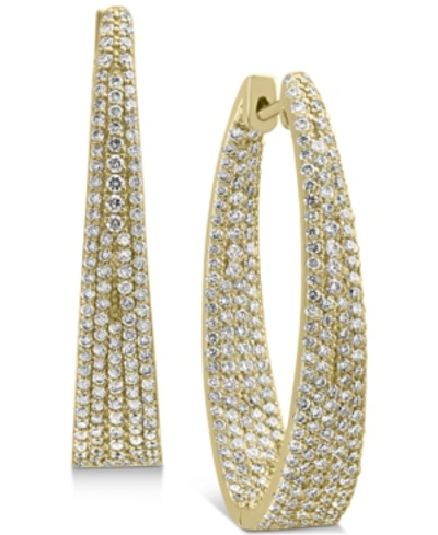 Effy Collection Effy Diamond Pave Medium Hoop Earrings (2-3/8 Ct. T.w.) In 14k Gold, 1.3" In Yellow Gold