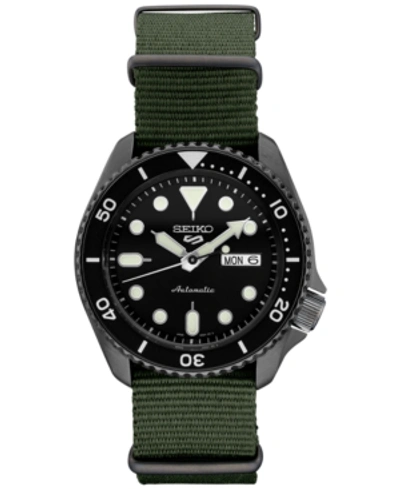 Seiko Men's Automatic 5 Sports Green Nylon Strap Watch 42.5mm