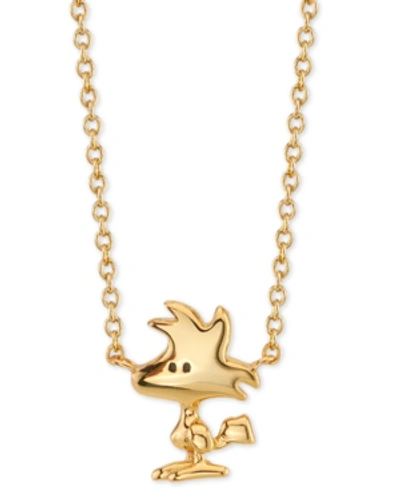 Peanuts Unwritten  Woodstock Pendant Necklace In Gold-tone Sterling Silver, 16" + 2" Extender