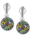 Effy Collection Effy Multi-gemstone Cluster Drop Earrings (3-7/8 Ct. T.w.) In Sterling Silver In Multi Gemstone