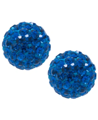 Giani Bernini Crystal 8mm Pave Earrings In Sterling Silver. Available In Clear, Blue, Light Blue Or Multi