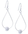 GIANI BERNINI PAVE CRYSTAL BALL ON AN OPEN TEAR DROP WIRE EARRINGS SET IN STERLING SILVER. AVAILABLE IN CLEAR OR G