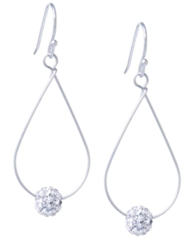 Giani Bernini Pave Crystal Ball On An Open Tear Drop Wire Earrings Set In Sterling Silver. Available In Clear Or G