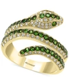 Effy Collection Effy Tsavorite (1/2 Ct. T.w.) & Diamond (3/8 Ct. T.w.) Snake Ring In 14k Gold In Tsavorite