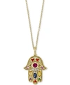 Effy Collection Effy Multi-gemstone (5/8 Ct. T.w.) & Diamond Accent Hamsa Hand 18" Pendant Necklace In 14k Gold In Multi