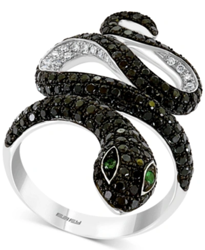 Effy Collection Effy Diamond (1-5/8 Ct. T.w.) & Emerald Accent Snake Ring In 14k White Gold