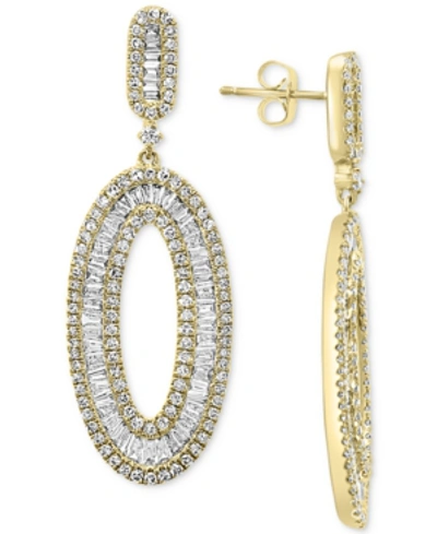 Effy Collection Effy Diamond Baguette Drop Hoop Earrings (2-1/10 Ct. T.w.) In 14k Gold In Yellow Gold