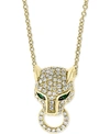 EFFY COLLECTION EFFY DIAMOND (3/8 CT. T.W.) & EMERALD (1/20 CT. T.W.) PANTHER 18" PENDANT NECKLACE IN 14K GOLD