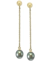 EFFY COLLECTION EFFY GRAY CULTURED FRESHWATER PEARL (7MM) DROP EARRINGS IN 14K GOLD (ALSO IN PEACH CULTURED FRESHWAT