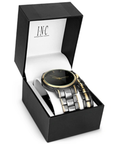 Inc International Concepts Men's Two-tone Bracelet Watch 36mm Gift Set, Created For Macy's In Gunmetal