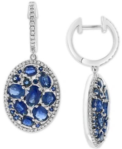Effy Collection Effy Sapphire (6-1/6 Ct.t.w) & Diamond (3/8 Ct. T.w.) Statement Earrings In 14k White Gold