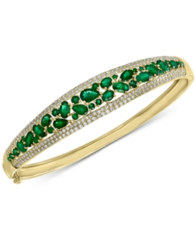 Effy Collection Effy Emerald (4-1/3 Ct. T.w.) & Diamond (1/5 Ct. T.w.) Bangle Bracelet In 14k Gold