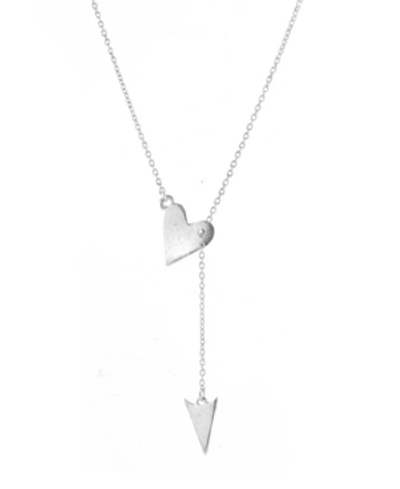 Adornia Heart Arrow Lariat Necklace In Silver