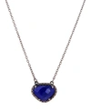 ADORNIA ORGANIC CUT LAPIS AND DIAMOND NECKLACE