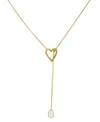ADORNIA OPEN HEART ADJUSTABLE LARIAT WITH PEAR CUT MOONSTONE