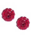 GIANI BERNINI CRYSTAL 6MM PAVE STUD EARRINGS IN STERLING SILVER. AVAILABLE IN CLEAR, BLUE OR RED