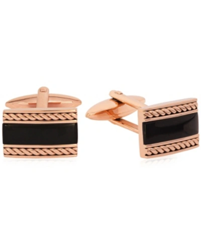 Rhona Sutton Sutton Stainless Steel Stone Inset Cufflinks In Black