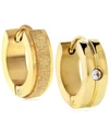 Sutton By Rhona Sutton Sutton Gold-tone Stainless Steel Matte Glitter And Stone Huggie Earrings In Gold