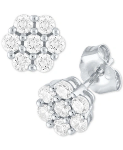 Forever Grown Diamonds Diamond Cluster Stud Earrings (1/2 Ct. T.w.) In Sterling Silver In White Gold