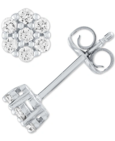 Forever Grown Diamonds Lab Grown Diamond Cluster Stud Earrings (1/4 Ct. T.w.) In Sterling Silver In White Gold