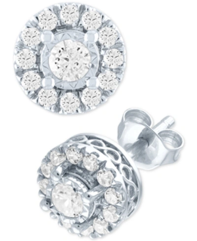Forever Grown Diamonds Lab Grown Diamond Cluster Stud Earrings (1/2 Ct. T.w.) In Sterling Silver In White Gold