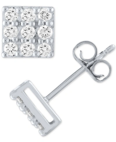 Forever Grown Diamonds Lab Grown Square Diamond Cluster Stud Earrings (1/2 Ct. T.w.) In Sterling Silver In White Gold