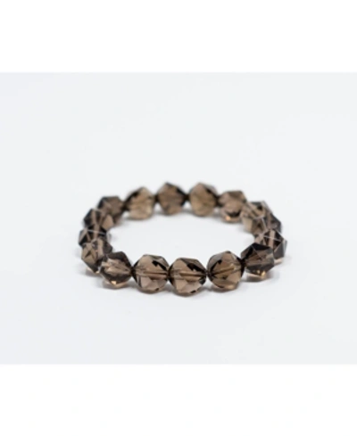 Katie's Cottage Barn Luxe Faceted Smoky Quartz Gemstone Bracelet In Coffee Bea