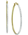 GIANI BERNINI MEDIUM TWO-TONE TEXTURED HOOP EARRINGS IN STERLING SILVER & 18K GOLD-PLATE, 1.37", CREATED FOR MACY'