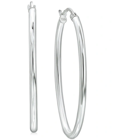 GIANI BERNINI MEDIUM POLISHED OVAL TUBE HOOP EARRINGS IN STERLING SILVER, 1.1", CREATED FOR MACY'S