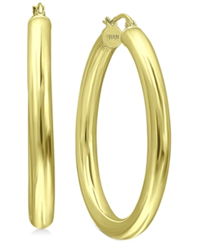 Giani Bernini Medium Polished Tube Hoop Earrings In 18k Gold-plated Sterling Silver, 1.57", Created For Macy's In Yy