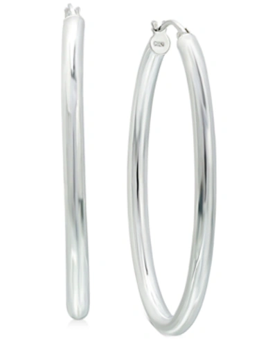 Giani Bernini Medium Polished Oval Tube Hoop Earrings In Sterling Silver, 1.1", Created For Macy's In Sterlng Silver