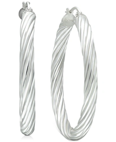 Giani Bernini Medium Twisted Tube Hoop Earrings In Sterling Silver, 1.57", Created For Macy's In Sterlng Silver