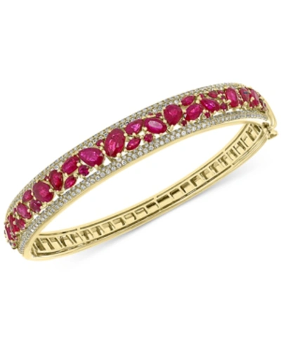 Effy Collection Effy Certified Ruby (7-1/6 Ct. T.w.) & Diamond (1-1/6 Ct. T.w.) Bangle Bracelet In 14k Gold