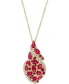 EFFY COLLECTION EFFY RUBY (3-1/4 CT. T.W.) & DIAMOND (1/6 CT. T.W.) SWIRL 18" PENDANT NECKLACE IN 14K GOLD