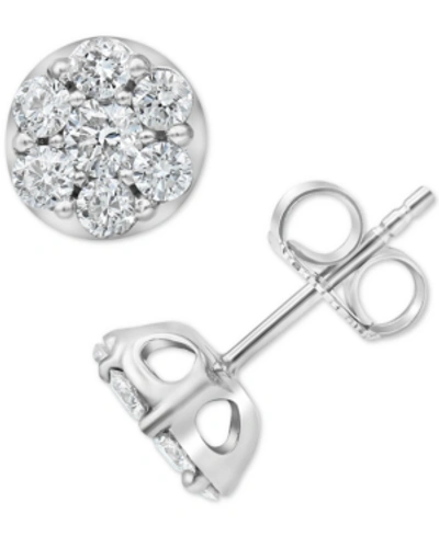 Forever Grown Diamonds Lab-created Diamond Cluster Stud Earrings (1 Ct. T.w.) In Sterling Silver In White Gold