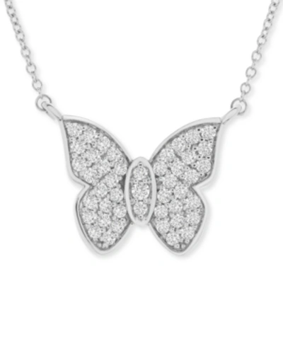 Wrapped In Love Diamond Butterfly 20" Pendant Necklace (1/2 Ct. T.w.) In 14k White Gold, Created For Macy's