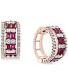 EFFY COLLECTION EFFY RUBY (3/4 CT. T.W.) & DIAMOND (1-1/8 CT.T.W.) SMALL HOOP EARRINGS IN 14K ROSE GOLD