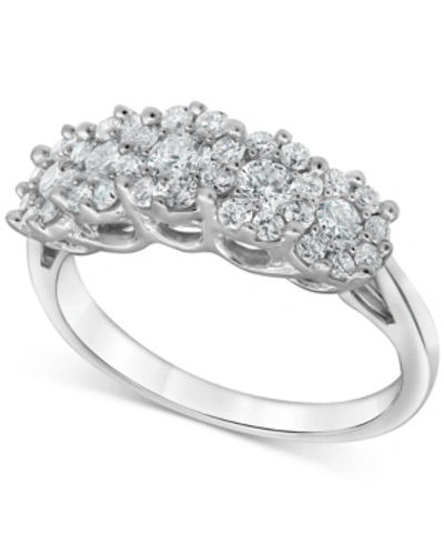 Forever Grown Diamonds Lab-created Diamond Horizontal Cluster Statement Ring (1 Ct. T.w.) In Sterling Silver In White Gold