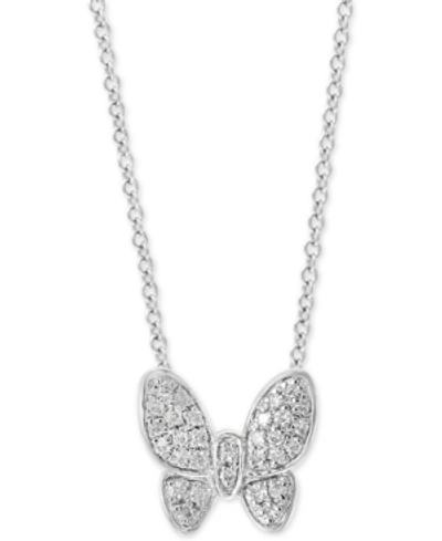 Effy Collection Effy Diamond Pave Butterfly 18" Pendant Necklace (1/10 Ct. T.w.) In Sterling Silver