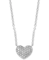 Effy Collection Effy Diamond Pave Heart 18" Pendant Necklace (1/8 Ct. T.w.) In Sterling Silver Or 14k Gold-plated St In Sterling Silver