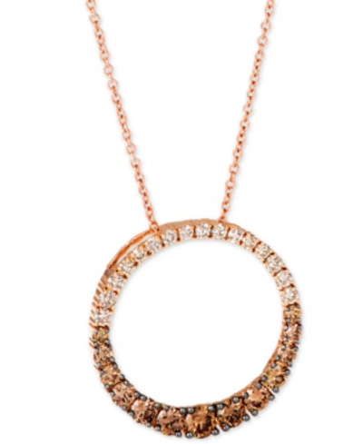 Le Vian Chocolate Diamond Ombre Circle 18" Adjustable Pendant Necklace (1-1/5 Ct. T.w.) In 14k Rose Gold , 1