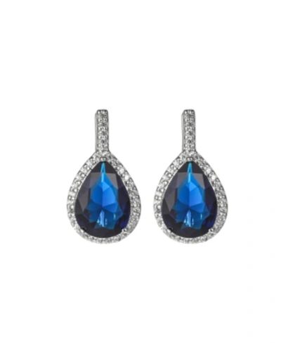 A & M Silver-tone Sapphire Accent Tear Drop Earrings