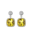 A & M SILVER-TONE LIGHT YELLOW SQUARE EARRINGS